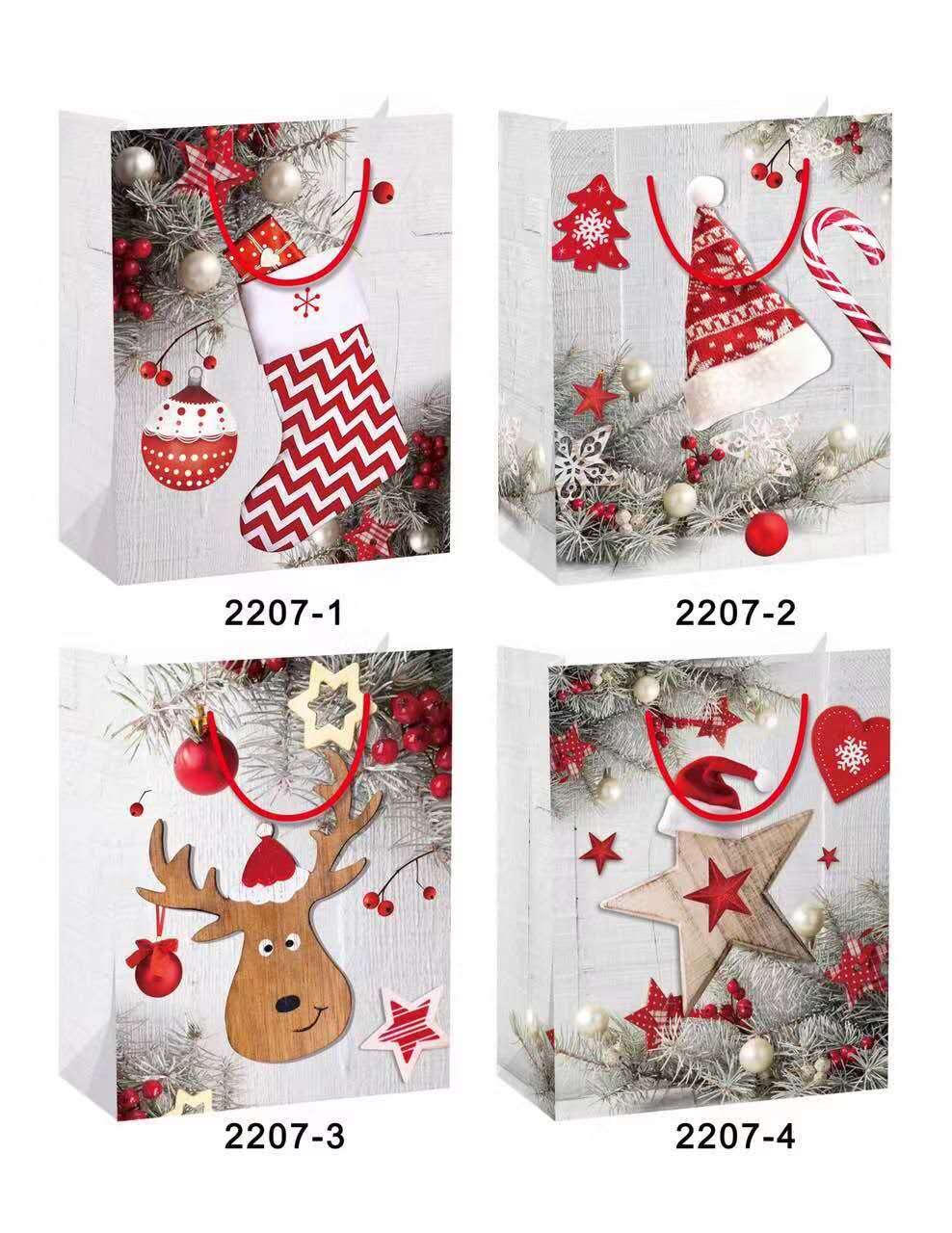 圣诞手提袋白卡250克 质量非常好 印刷色彩非常靓丽白底实物图