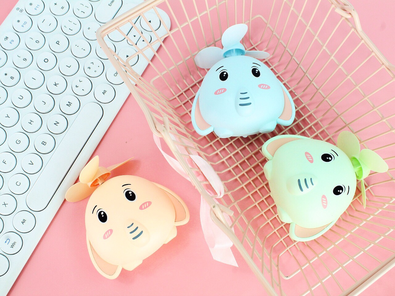 Cartoon elephant mini fan Portable small fan Specification image