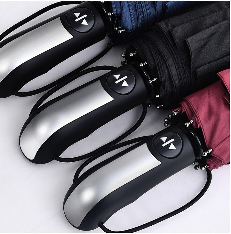 10骨自动雨伞碰起布创意折叠伞商务伞三折晴雨伞定制logo详情图6