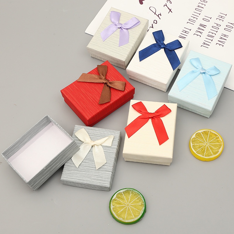 New pearl brushed stripe jewelry set box Korean version bowknot World cover jewelry box packaging box thumbnail