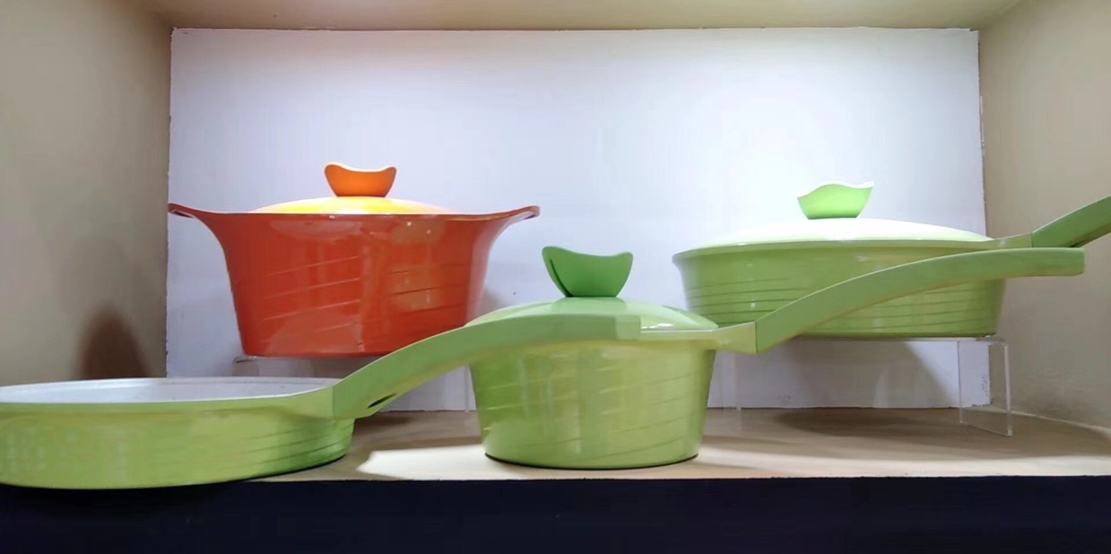 Aluminum die cast set pot marble non-stick pot saucepan