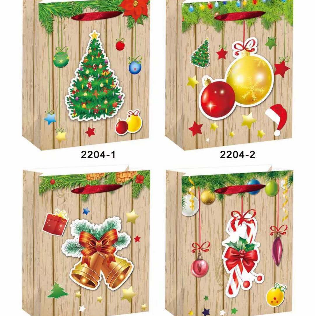 圣诞手提袋白卡250克 质量非常好 印刷色彩非常靓丽