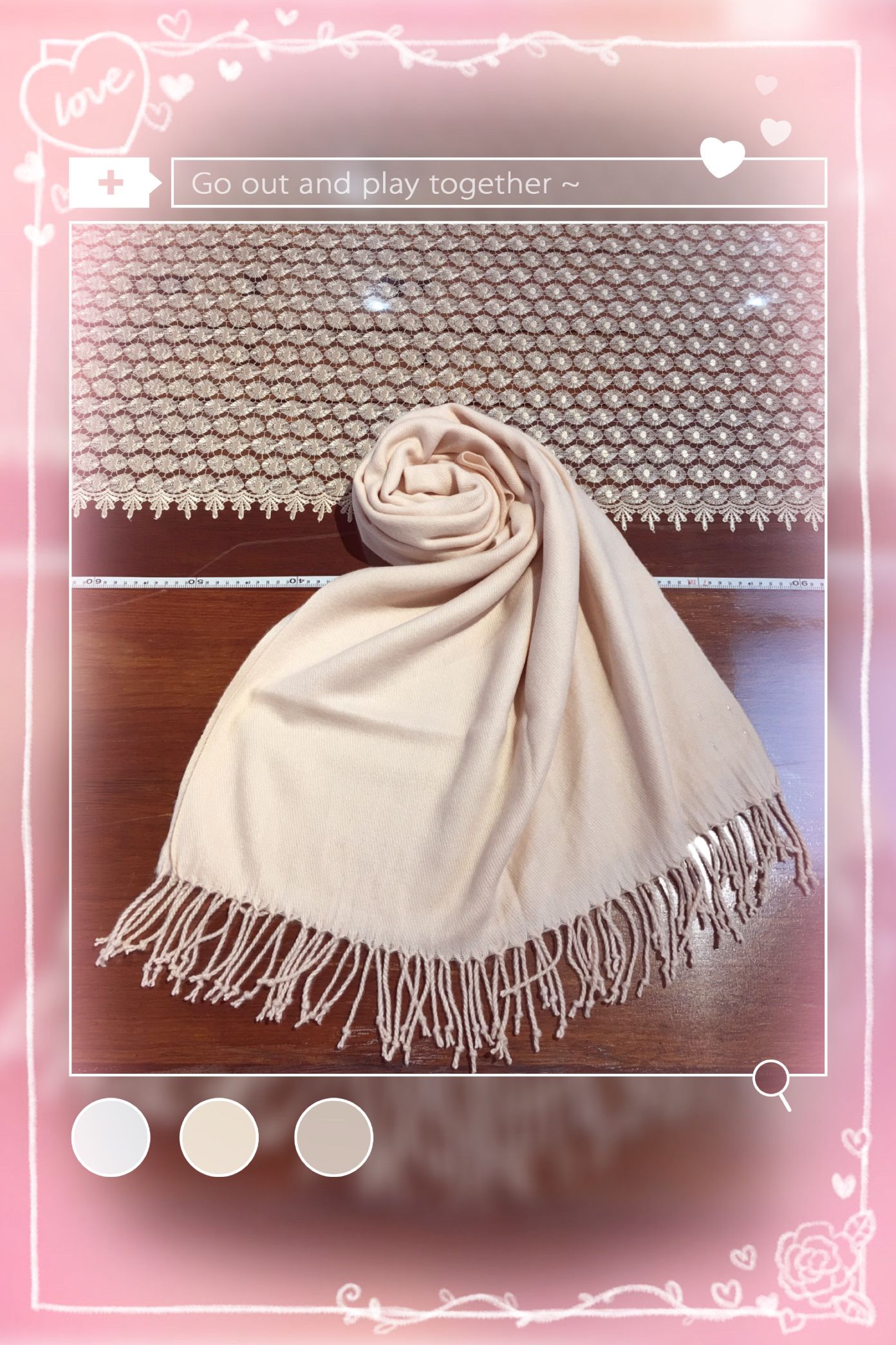 Pure rice and white with a shawl shawl