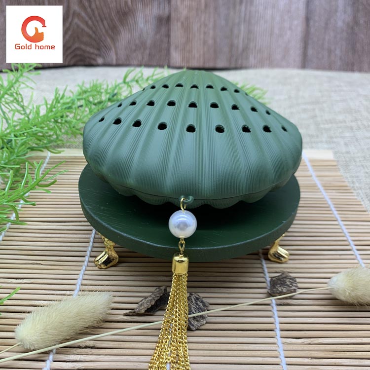 中东风格贝壳金属香炉白底实物图