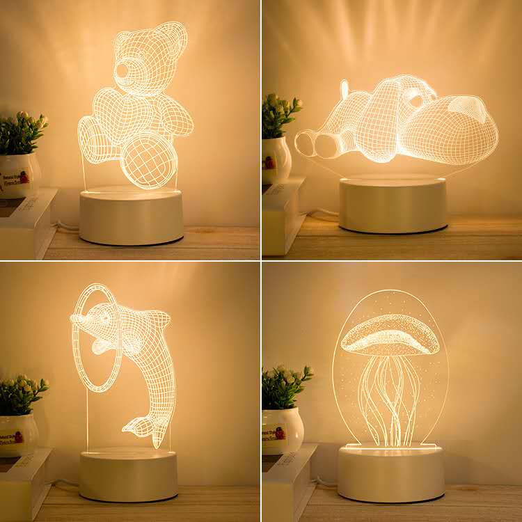 Hot style cross-border 3D night light monochrome bedroom decorative table lamp can be customized with exclusive patterns thumbnail
