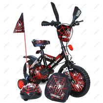 12 "Spider-Man children's bicycle with a small flag bag helmet