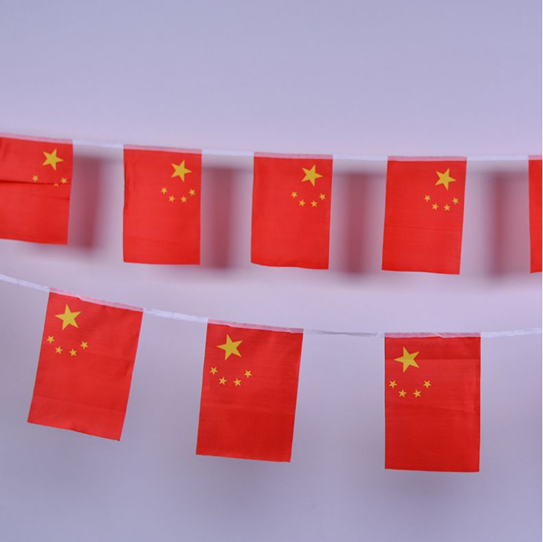 8号25面中国小国旗串旗吊旗 五星红旗旗子挂旗卖场装饰品批发定做详情图7