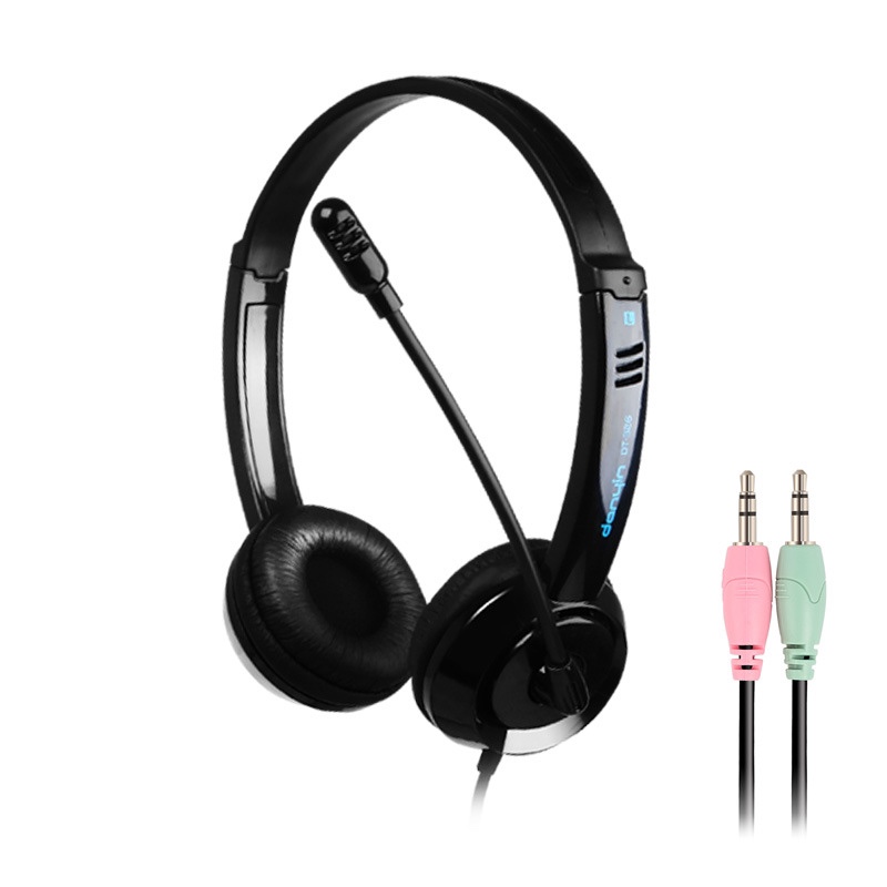 DT326 headphone type children learn wired headphone 3.5 plug can rotate microphone light