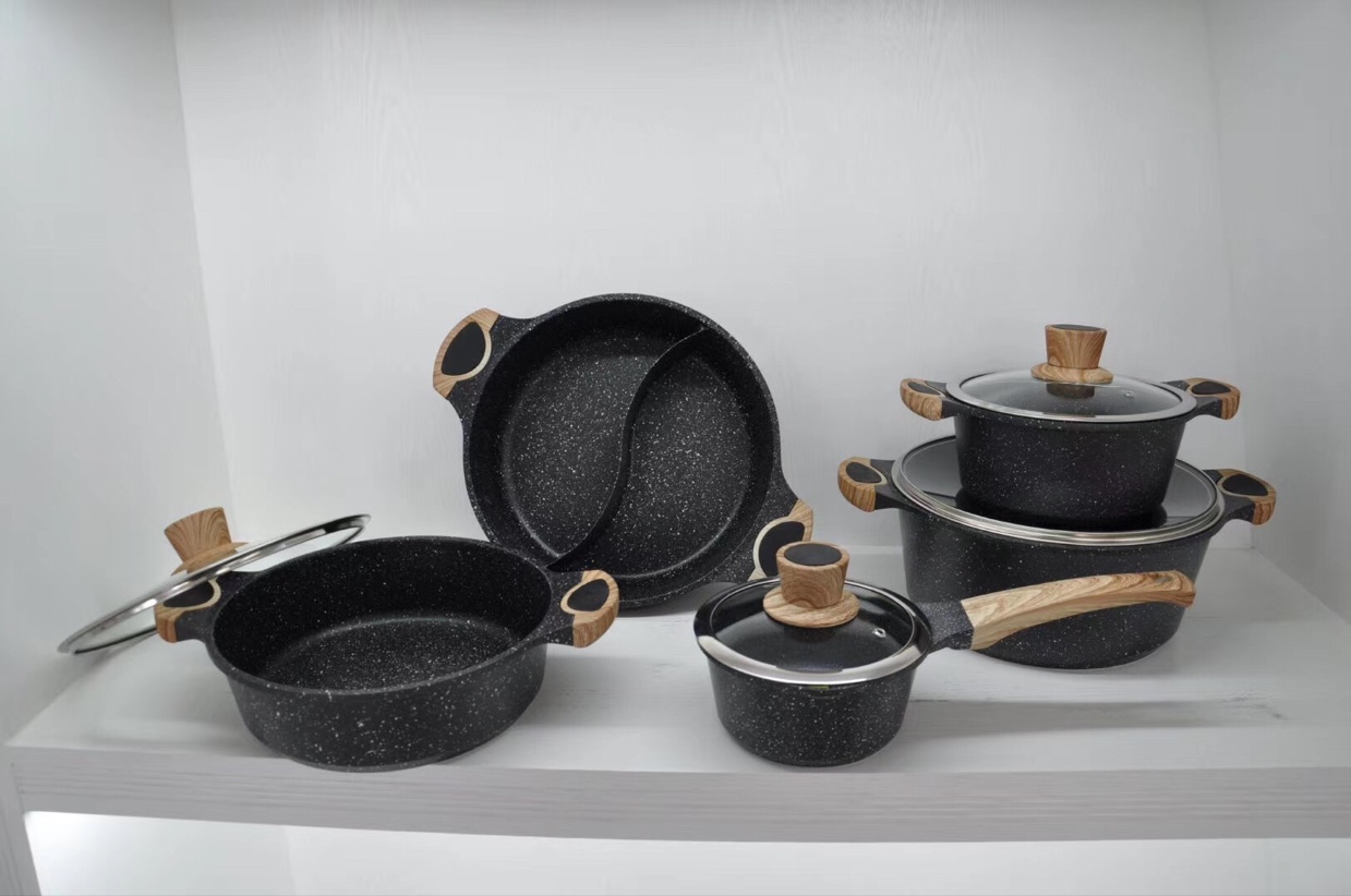 Marble wheat and rice stone set saucepan soup pot milk pot pan
