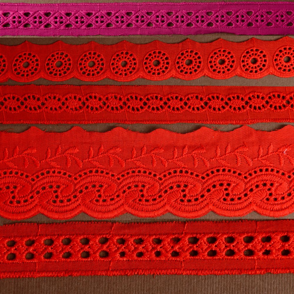 Multicolor cotton striped embroidery full cotton edge decorative lace DIY accessories thumbnail