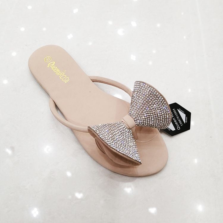 Wholesale rhinestone women's flip flops summer flat shoes thumbnail