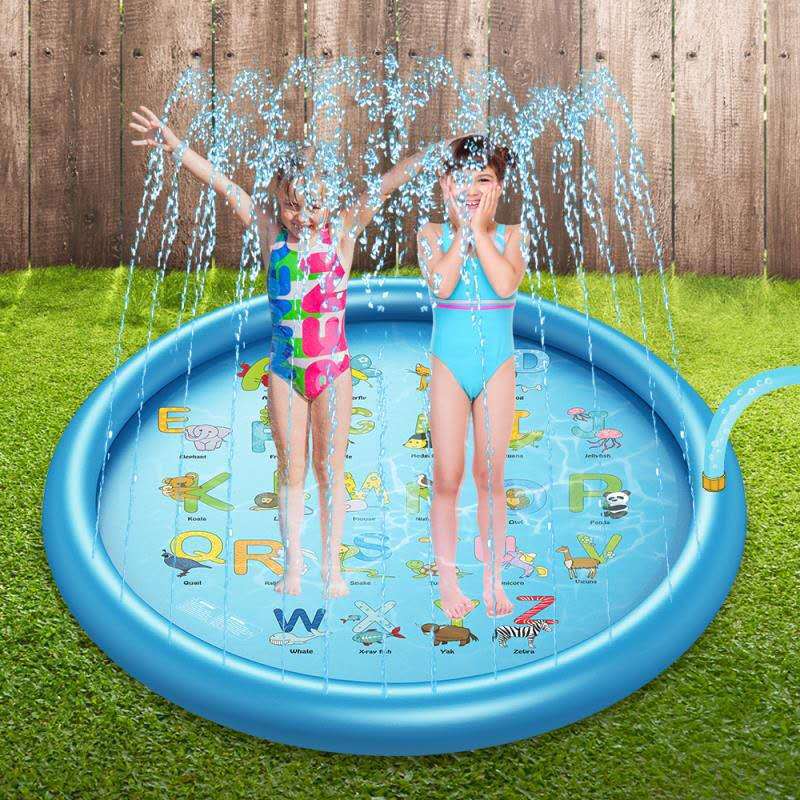 夏季儿童玩水戏水沙滩垫草坪玩具喷水池充气大坐垫戏水垫100cm详情图2