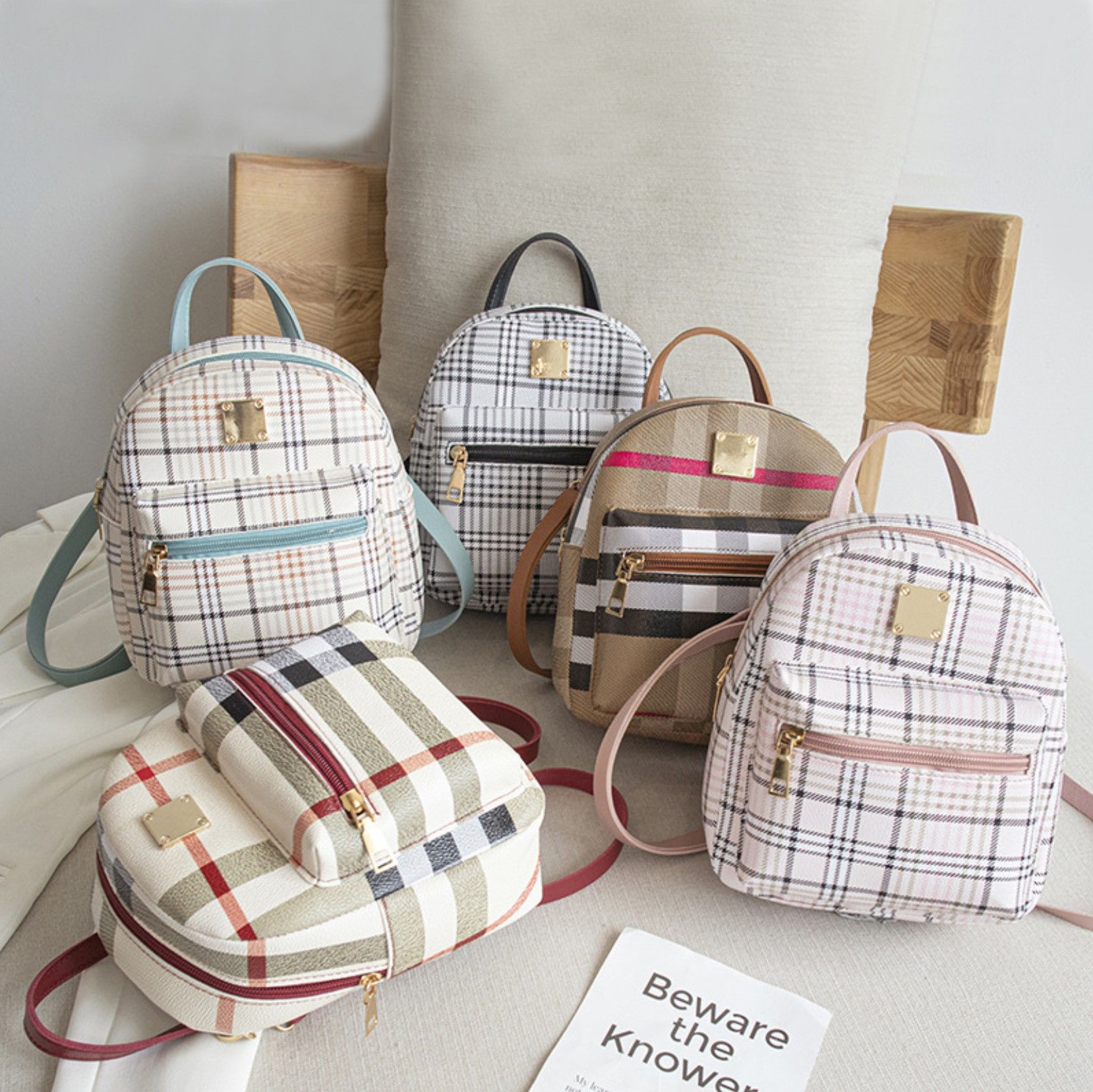 2020夏秋新款韩版时尚格子小书包休闲小背包单肩斜挎女包