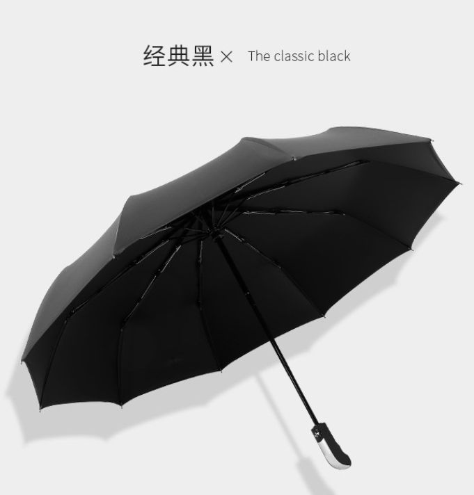 折叠全自动十骨黑胶太阳伞双人加大两用商务伞定制广告伞详情图4