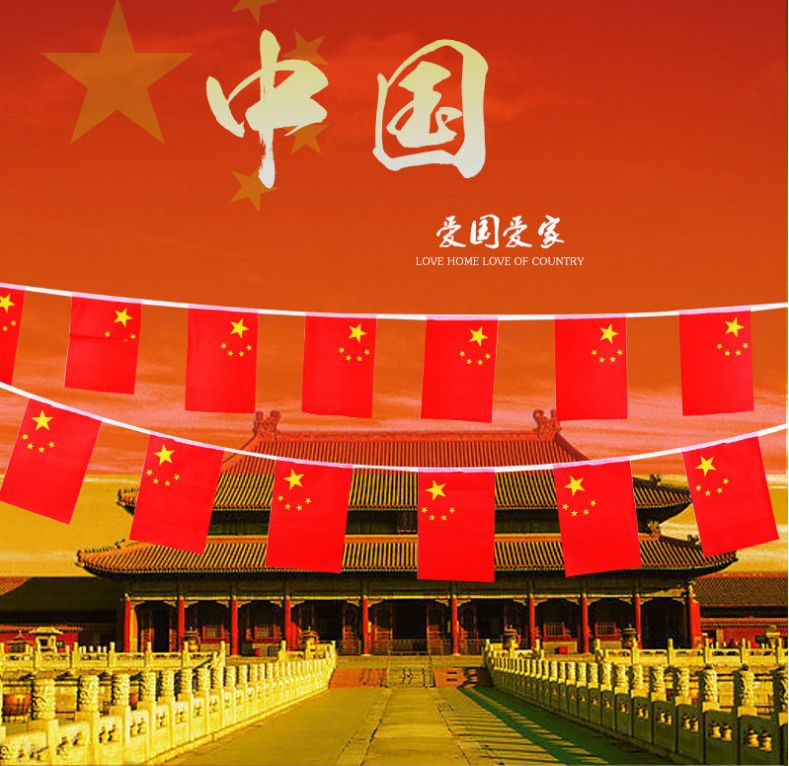 8号25面中国小国旗串旗吊旗 五星红旗旗子挂旗卖场装饰品批发定做详情图1