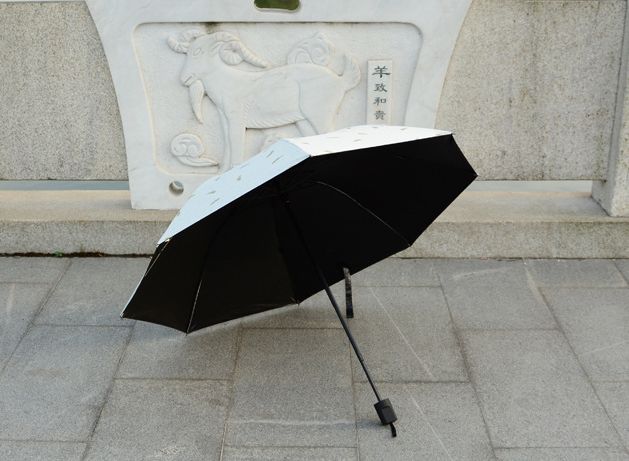 太阳伞雨伞遮阳伞 晴雨两用三折伞 紫外线防晒黑胶伞详情图2