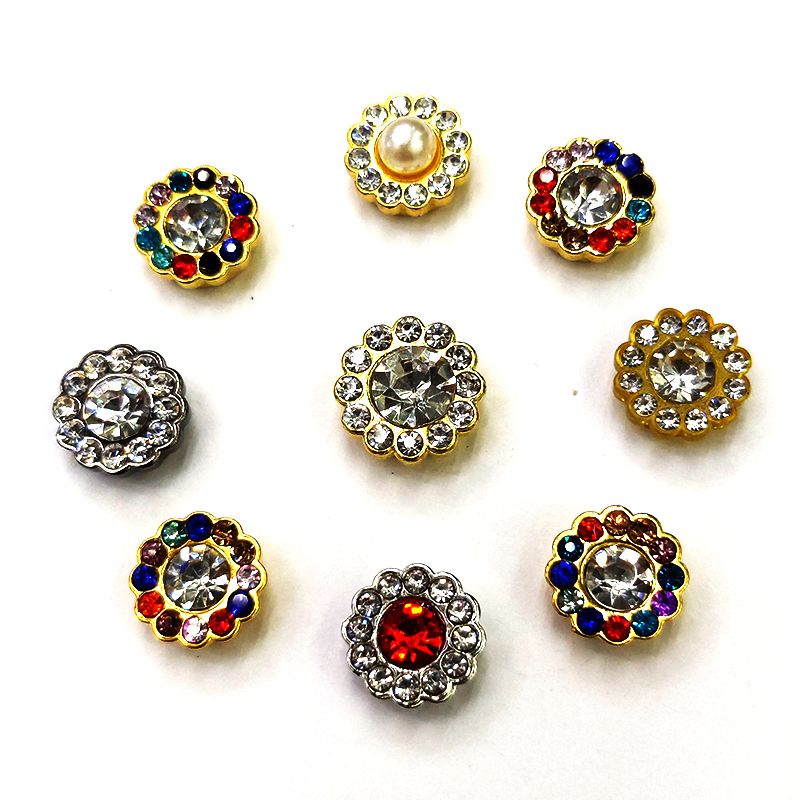 Double-layer diamond buckle sunflower flower plate diamond buckle DIY handcrafted decorative button clothing accessories detail image 1