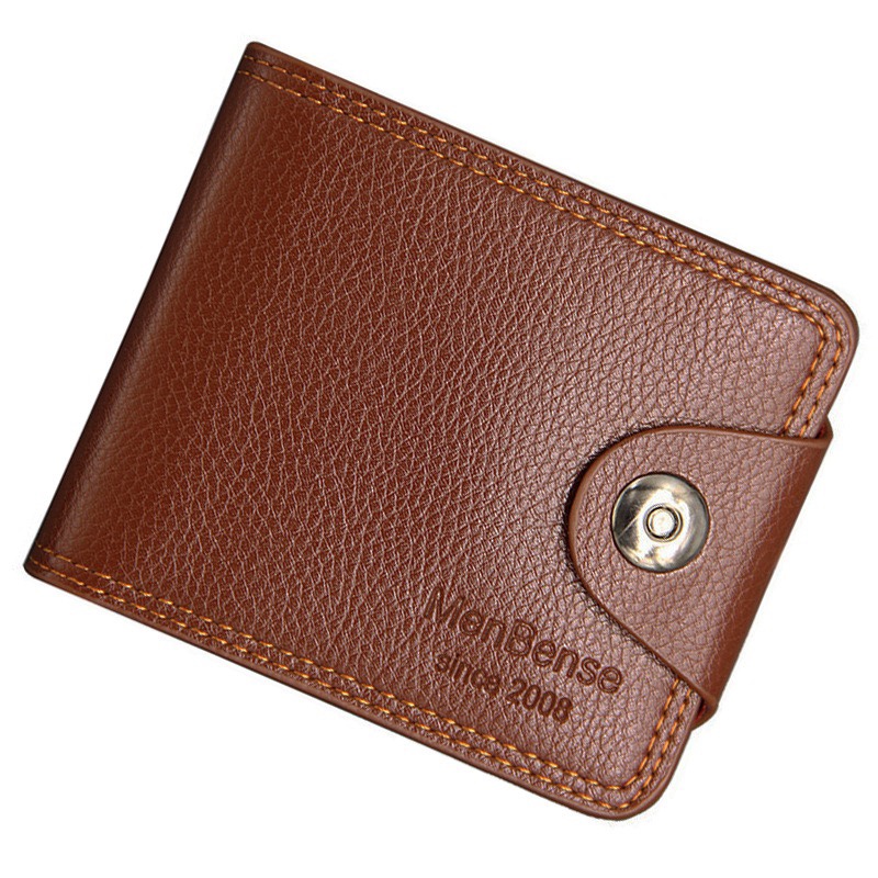 短款大容量多功能磁扣皮夹青年男钱包钱夹图