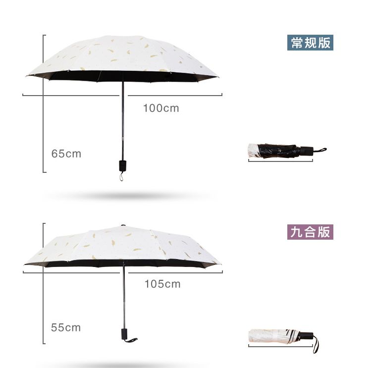 太阳伞雨伞遮阳伞 晴雨两用三折伞 紫外线防晒黑胶伞详情图7