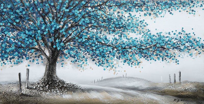 Blue Money Tree Oil Painting