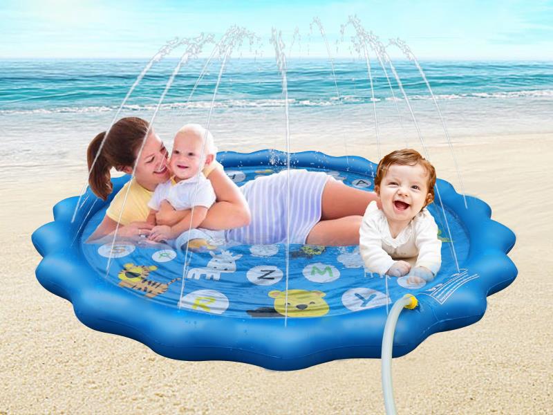 夏季儿童玩水戏水沙滩垫草坪玩具喷水池充气大坐垫戏水垫100cm详情图7