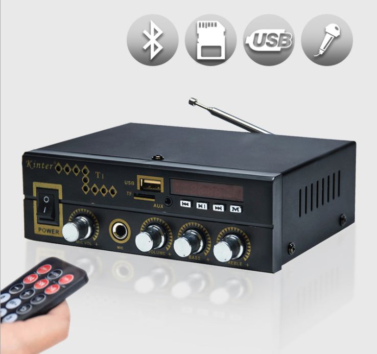 Kinter T1 two-in-one AC90-220V/DC12V Bluetooth home amplifier with radio receiver