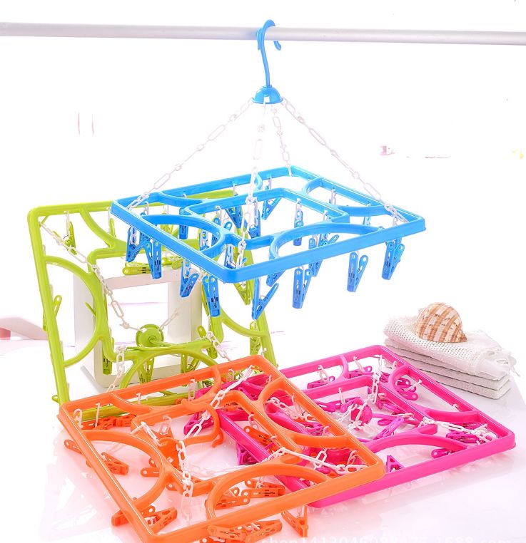 多功能衣架衣夹子家用衣服撑子塑料挂衣架晾衣架细节图