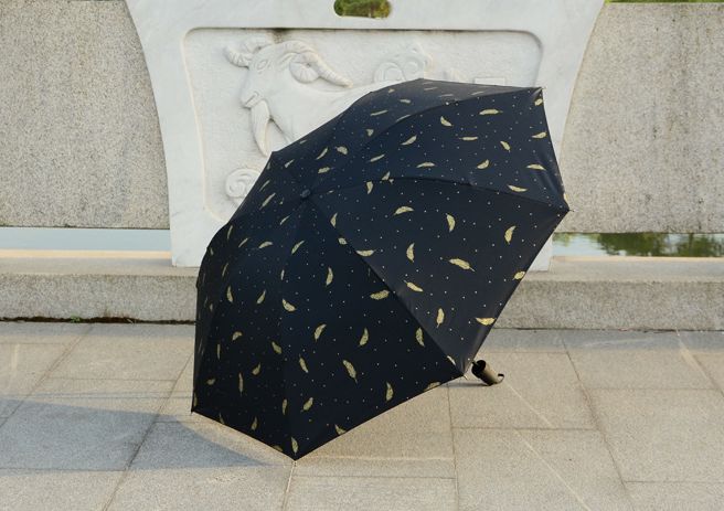 太阳伞雨伞遮阳伞 晴雨两用三折伞 紫外线防晒黑胶伞详情图3