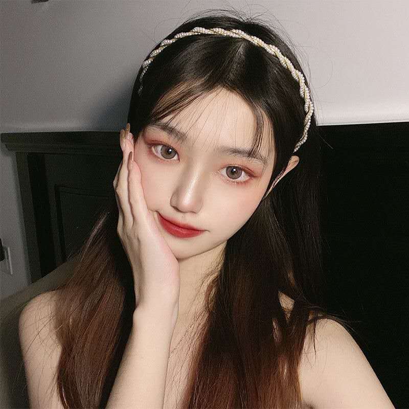 Sweet and elegant temperament hair clip hair band female joker hair band South Korean net infrared out of pearl fascinate pressure hair thin headband thumbnail