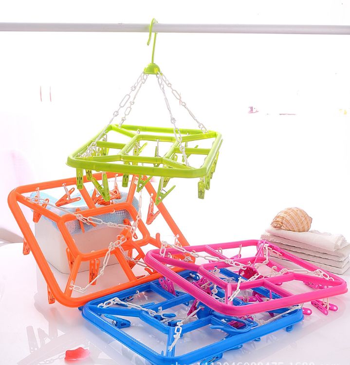 多功能衣架衣夹子家用衣服撑子塑料挂衣架晾衣架白底实物图