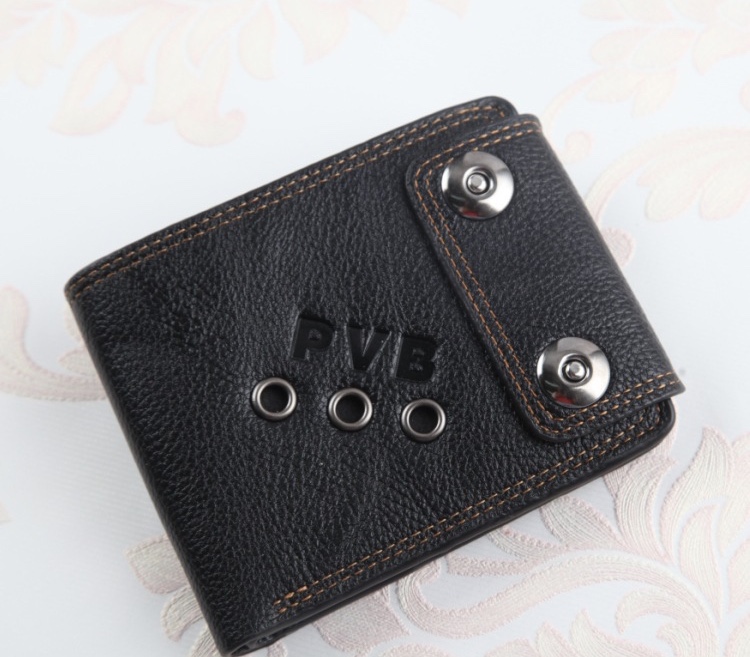 新品男士钱包双扣横款多功能双线钱夹时尚钱包