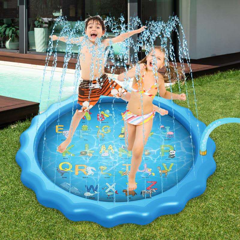 夏季儿童玩水戏水沙滩垫草坪玩具喷水池充气大坐垫戏水垫100cm详情图5