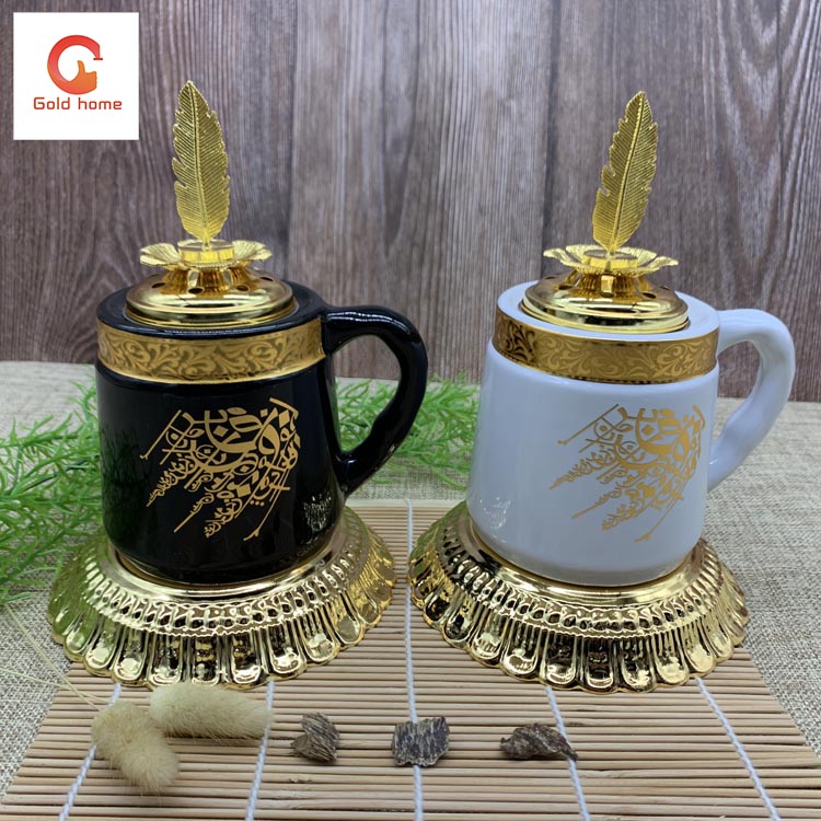 阿拉伯小型便携式杯装陶瓷香炉