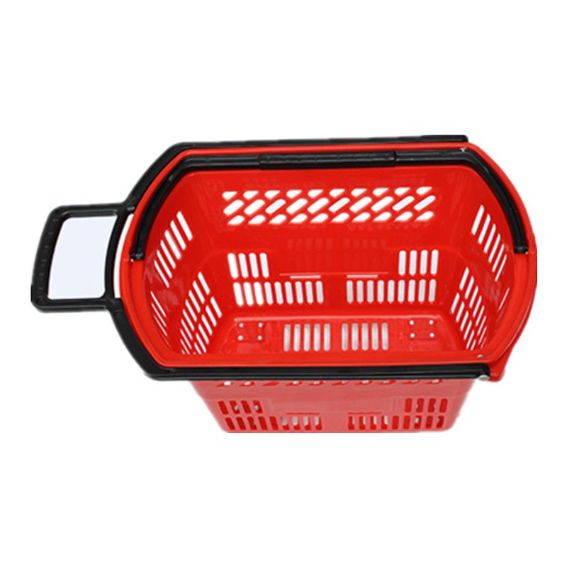 购物篮35L 双手柄塑料篮 便利店超市专用手提篮 带轮子手拉篮详情图1