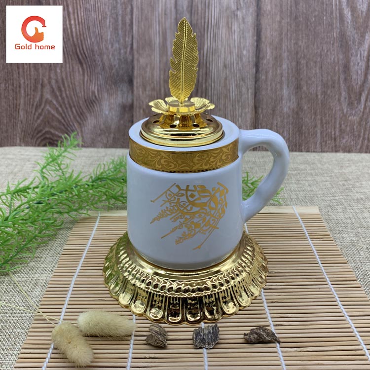阿拉伯小型便携式杯装陶瓷香炉细节图