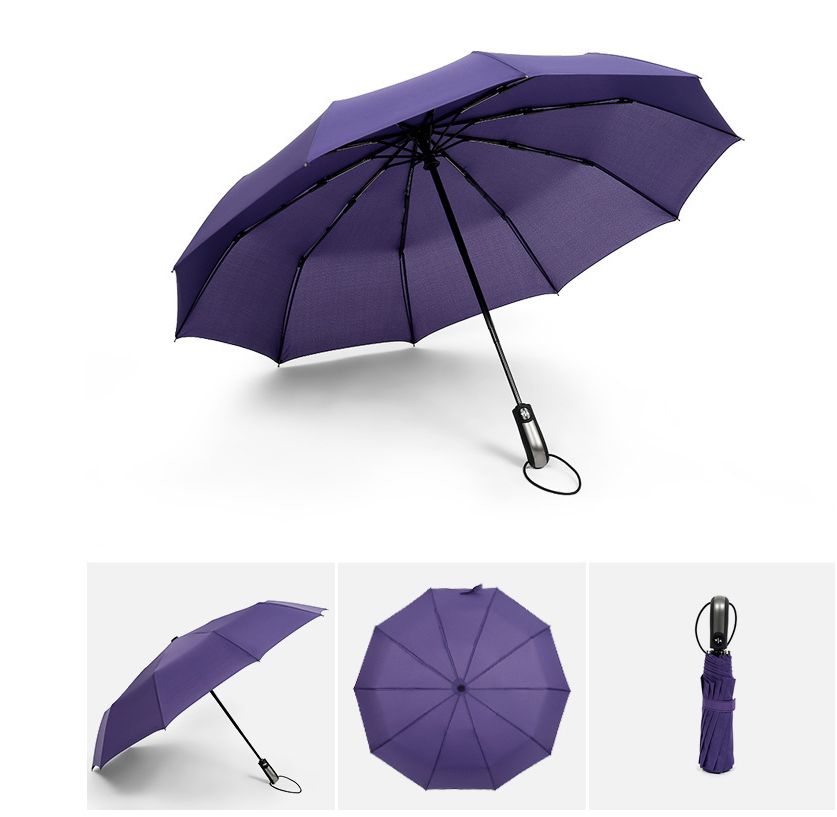 10骨自动雨伞碰起布创意折叠伞商务伞三折晴雨伞定制logo详情图3