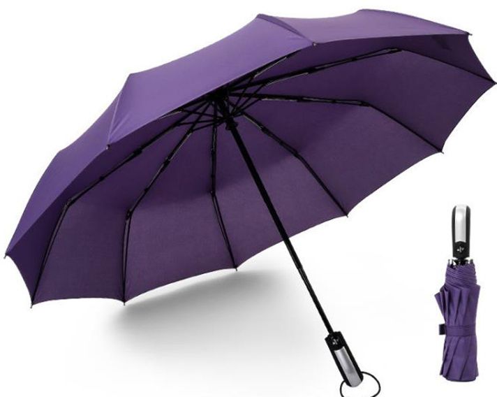 10骨自动雨伞碰起布创意折叠伞商务伞三折晴雨伞定制logo细节图