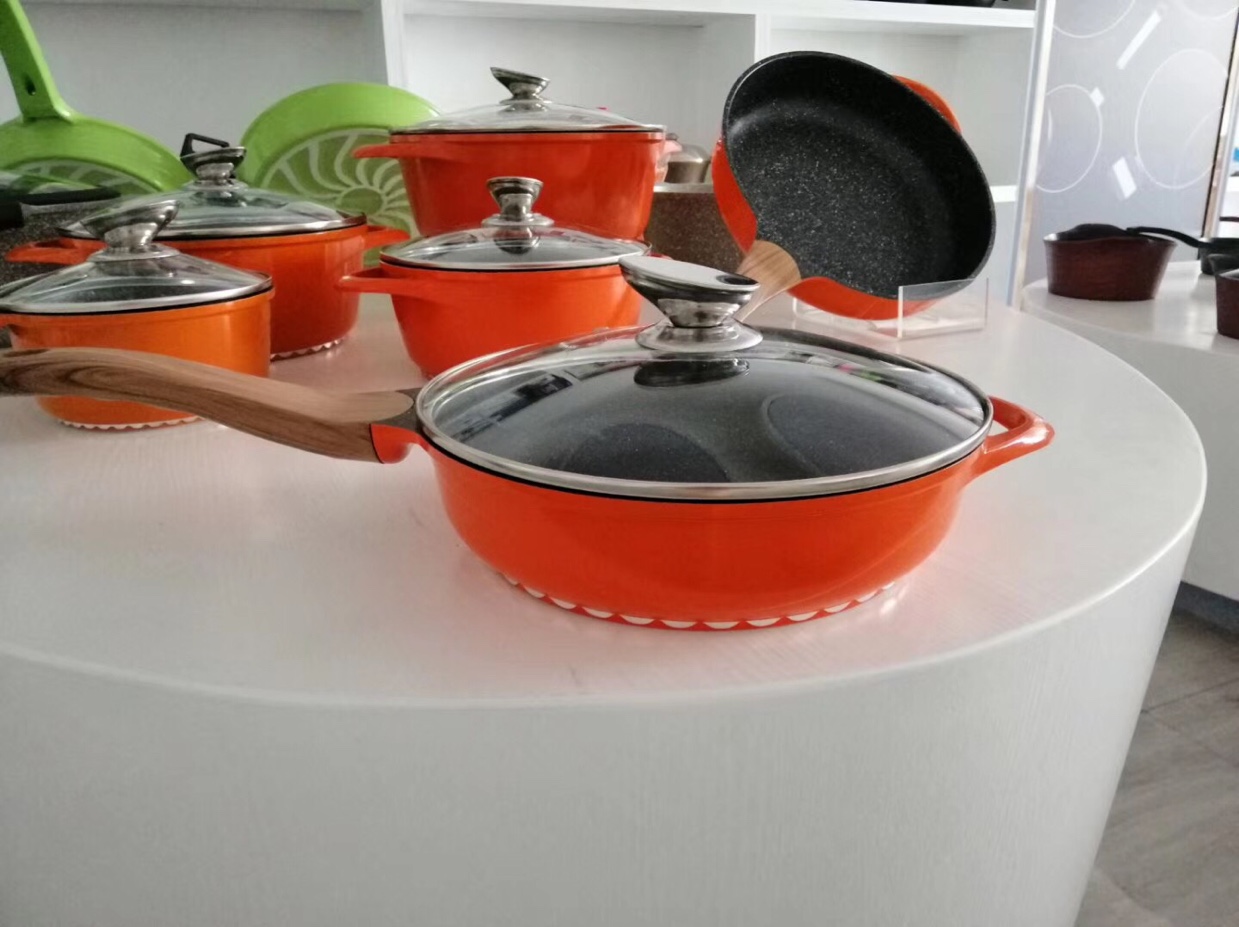 Pointy ear set marble pan non-stick flat bottom pan