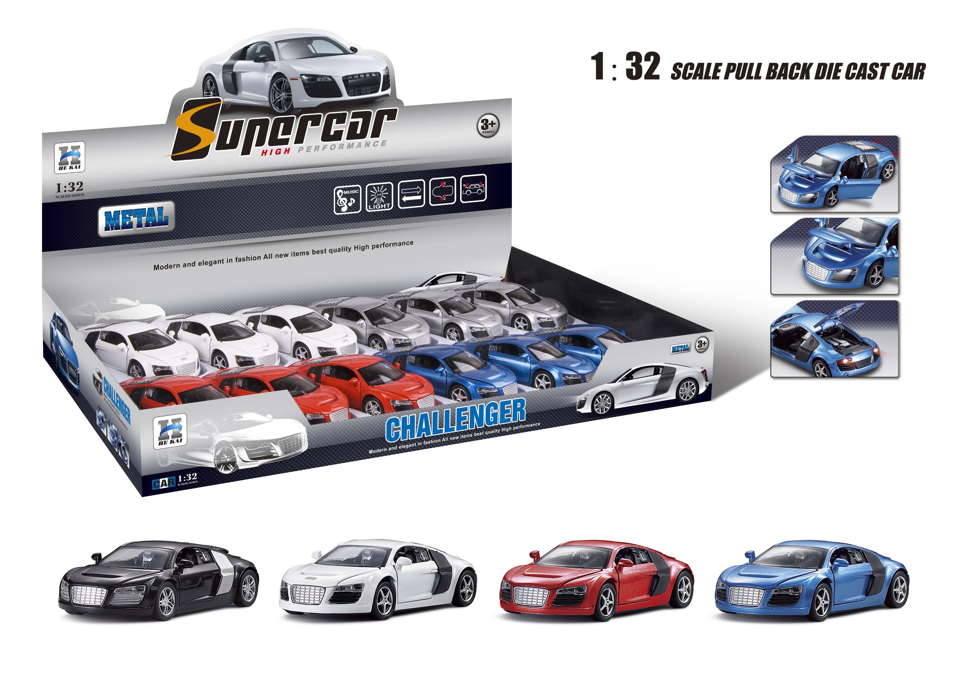 Alloy sports car model R8 supercar