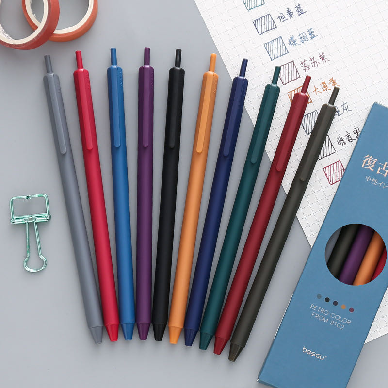 Creative retro color neutral pen Lovely Japanese students hand - account note-taking tool Morandi multi - color ballpoint pen Specification drawing