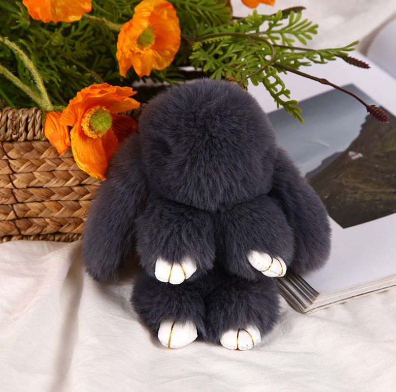 现货仿濑兔毛钥匙扣挂件 可爱兔子包包挂饰 儿童毛绒玩具汽车挂饰详情图6