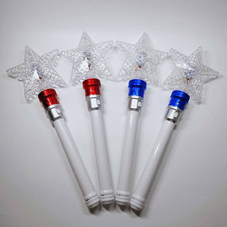 雪花发光旋转棒 五角星手柄发光棒 儿童魔法七彩星星棒详情图7
