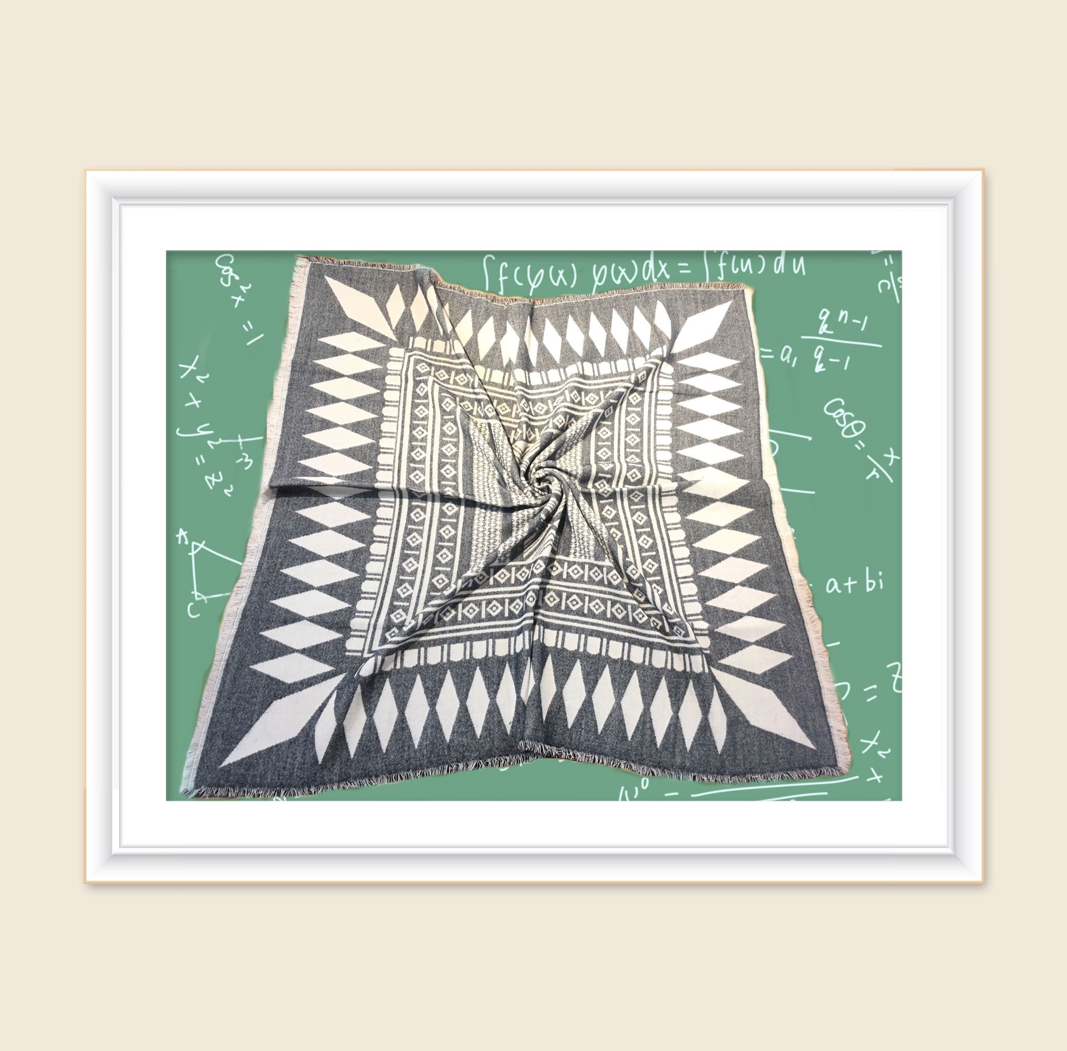 Gray ribbed square shawl shawl