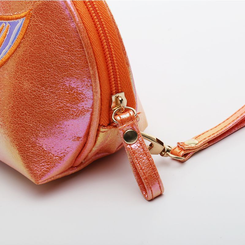 Hot-selling embroidery beauty fish tail semi-round bag, rainbow crack cosmetic bag, cartoon phantom color handbag in foreign trade detail image 14