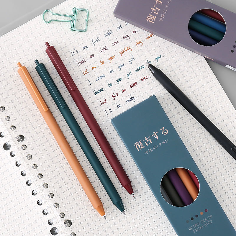 复古彩色中性笔创意可爱日系学生手帐做笔记神器莫兰迪多色圆珠笔详情图3