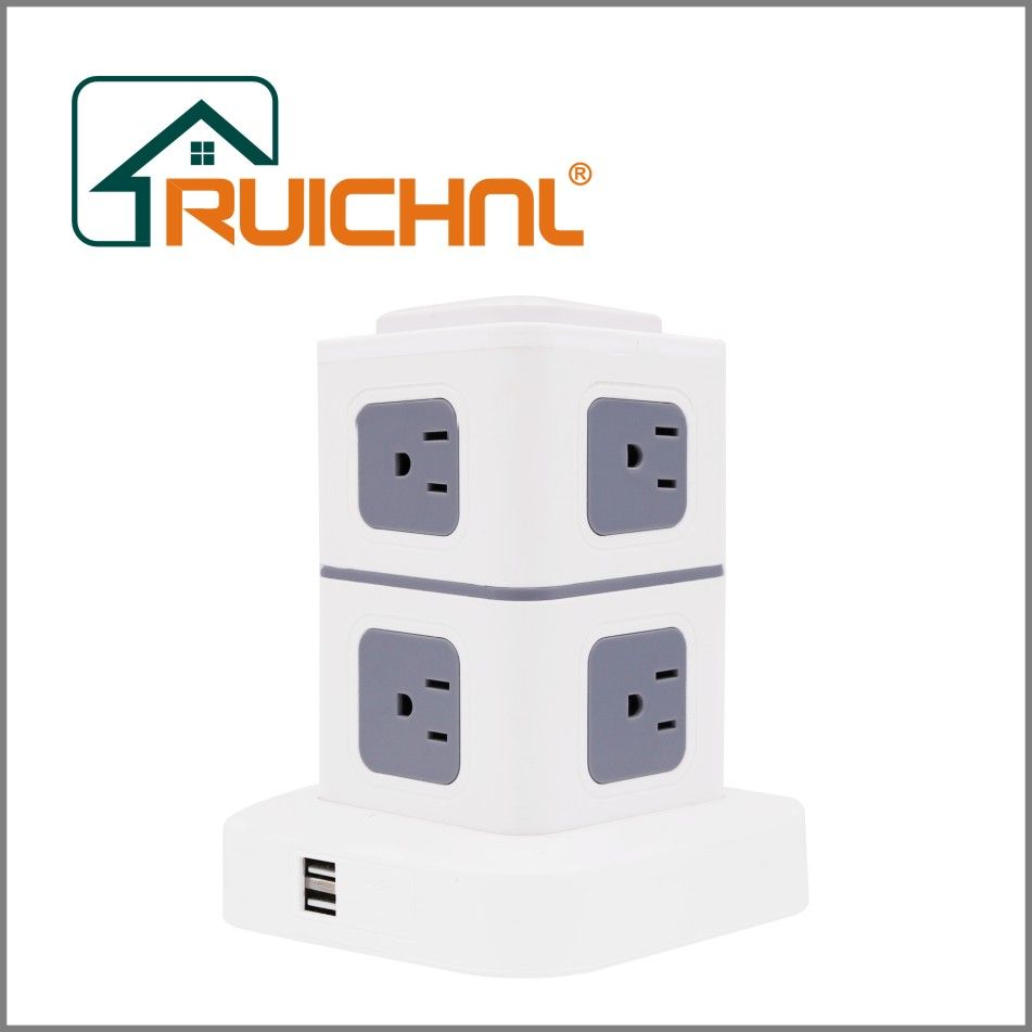 四层美标立式插座带手机充电 2USB插座详情图3
