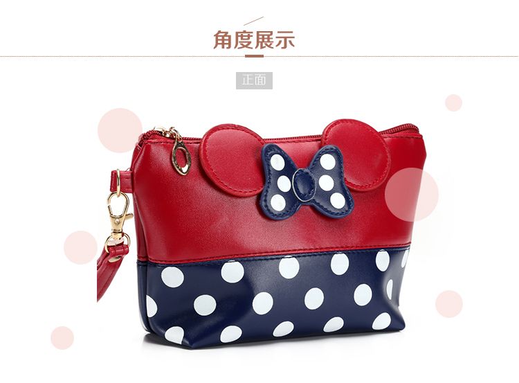 Classic European and American PU cosmetic bags, round dot bow hand-held bags, original manufacturer, cartoon handbags detail image 15