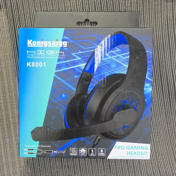 黑色配蓝色电脑耳机