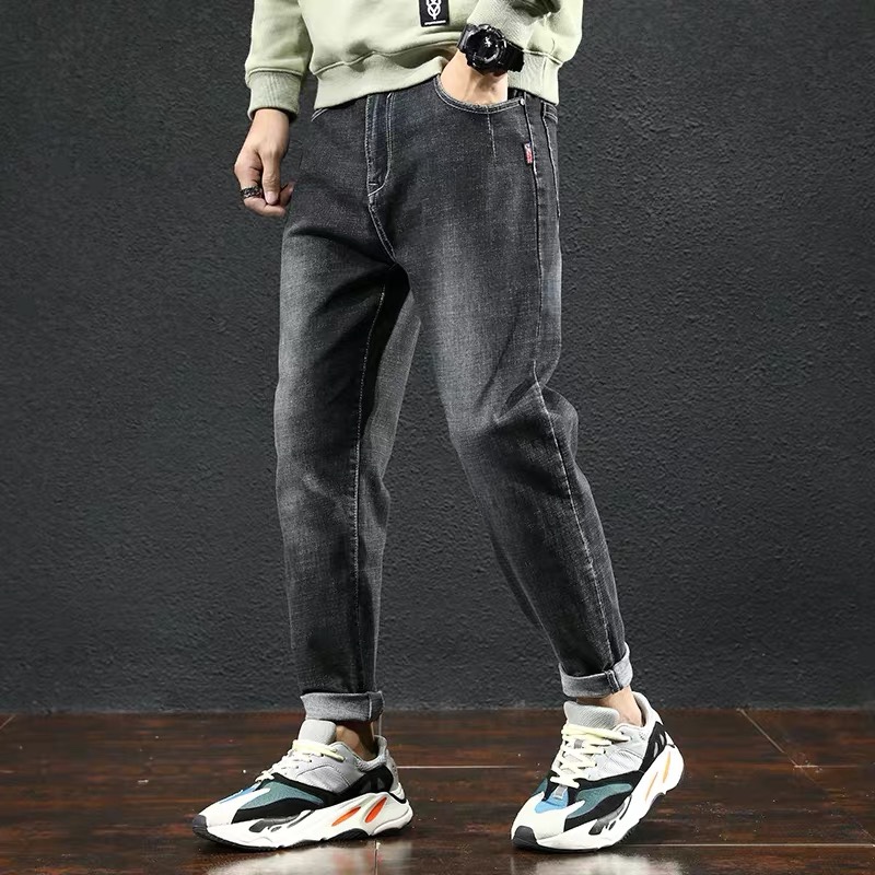 Slim summer plover jeans for men with fat, fat and tide, loose stretch pants for fat men, straight slacks, casual pants 4