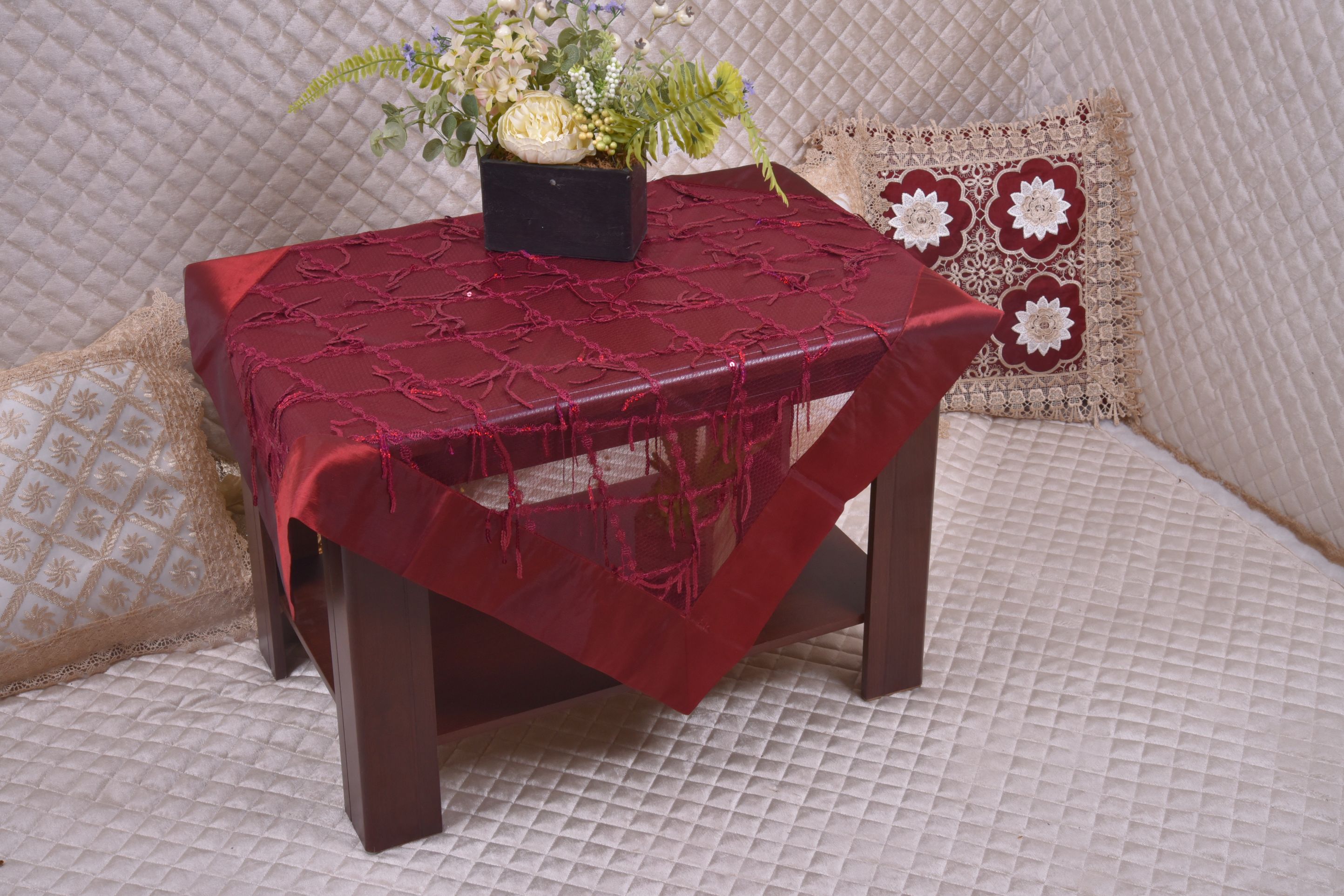 85*85cm吊坠正方形桌布家用方桌桌布台布餐桌布